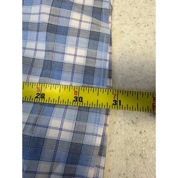 Ted Baker Endurance Flip Cuff Shirt 16.5 34/35 Blue Plaid Cotton Button LS A38 - Picture 8 of 8